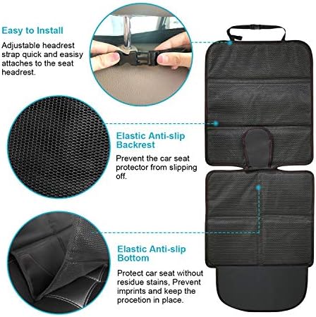 Car Seat Protector, 2 Pack Carseat Protector with Thick Padding, Baby/Pets for Child Car Seat-Mesh Pockets-Waterproof-Universal Size(Black)