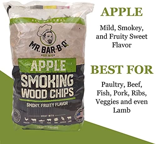 Wood Smoker Chips Bundle of 3 Flavors - Apple, Mesquite & Hickory Wood Chips by Mr. Bar-B-Q, Can be Used on Gas & Charcoal Grill, Variety of Flavors for Smokers, Grilling, BBQ, Camping(3 x 1.6 Lb Bag)
