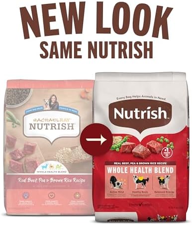 Nutrish Dry Dog Food, Real Beef, Pea & Brown Rice Recipe Whole Health Blend for Adult Dogs, 40 lb. Bag, Packaging May Vary (Rachael Ray)