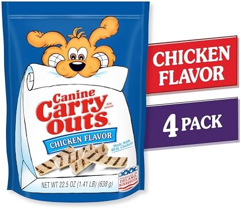 Canine Carry Outs Dog Treats, Chicken Flavor, 22.5 Ounce (Pack of 4), Made with Real Chicken