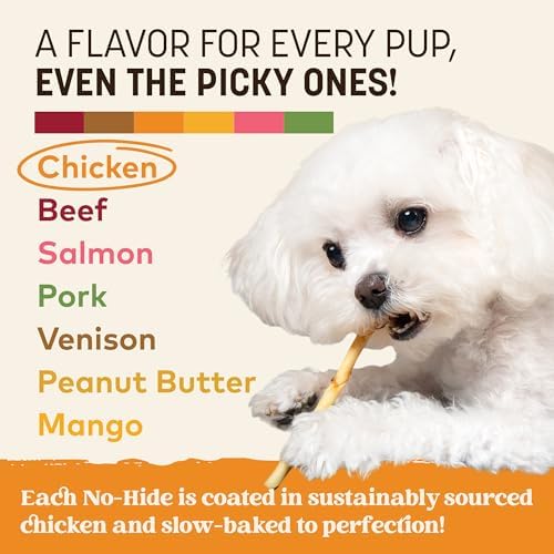 Earth Animal No Hide Stix Chicken Flavored Natural Rawhide Free Dog Chews Long Lasting Chew Sticks | Treats for Small Dogs and Cats | Great for Aggressive Chewers 4.8 Oz
