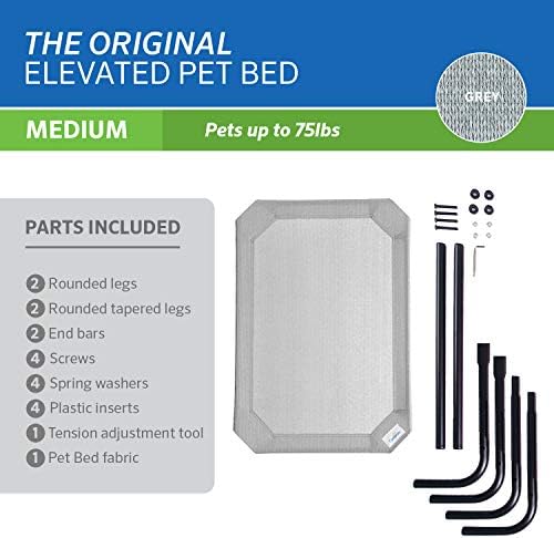 Coolaroo Original Elevated Dog Bed - Breathable Off-The-Ground Pet Bed with Cooling Fabric, Joint Relief & Moisture-Resistant Fabric, 100% Recyclable, Easy Clean, Grey, Medium