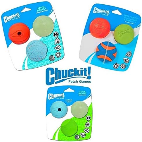 Chuckit Gen 1 Fetch Pack Dog Balls - Interactive Dog Toys, High-Bounce Fetch Ball, Floating Ultra and Rugged Balls, Durable - Size Medium, 2.5-inch Diameter, Set of 3