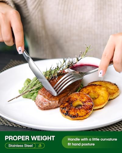 20 Piece Silverware Set, Stainless Steel Flatware Set for 4 Food Grade Cutlery Utensil Set Include Knife Fork Spoon Mirror Polished Dishwasher Safe