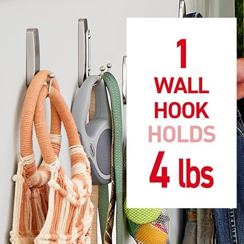 Command Large Satin Brass Double Hooks, 2 Coat Hooks and 2 Command Strips, Damage-Free Hanging with Adhesive, No Tools Great for Hanging Home Decor, Holds up to 4 lb