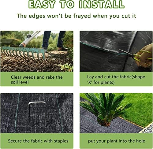 3ftx50ft Weed Barrier Landscape Fabric Heavy Duty,Weed Block Gardening Ground Cover Mat, Weed Control Garden Cloth ,Woven Geotextile Fabric for Underlayment,Commercial Driveway Fabric