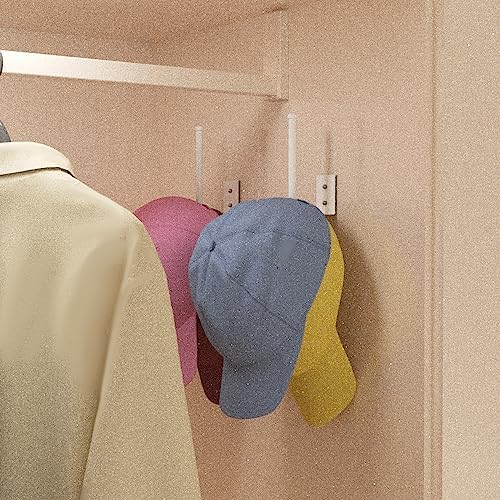 2 Pack Hat Racks for Baseball Caps, Stainless Steel Hat Organizer for Baseball Cap, Hat Holder Storage Organizer, Hat Hanger Strong Adhesive/Wall Drilled for Door, Bedroom, Closet(White 6 in)