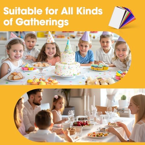 White Plastic Table Cloth - 8 Pack 54" × 108" Rectangle Disposable Tablecloths for 6FT Tables, Waterproof Table Cover for Party, Holiday & Gathering Use
