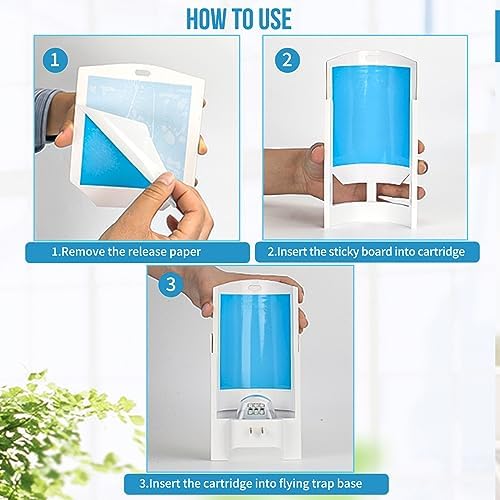 2 Flying Insect Traps & 8 Cartridges - Plug in Fruit Fly Trap for Indoor - Bug Catcher for Gnats, House & Fruit Flies - Mess-Free with Blue & UV Light (2 x Devices & 8 x Refills)