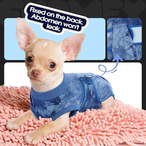 FUAMEY Recovery Suit for Dogs After Surgery,Soft Breathable Dog Bodysuit E-Collar & Cone Alternative Surgical Suit,Male Female Dog Neuter Spay Suits Anti Licking Wounds Onesie Blue Tie Dye XL