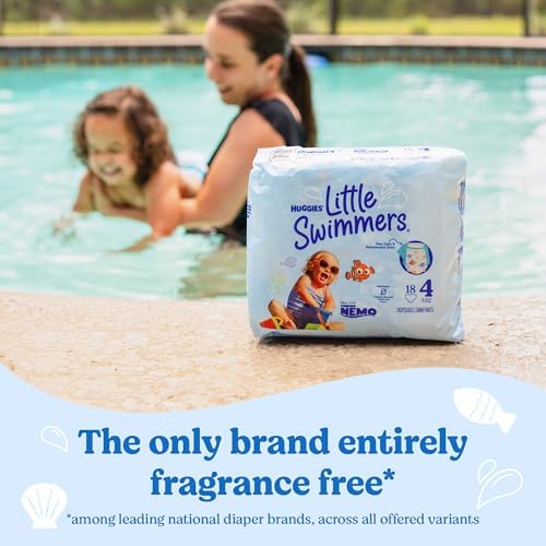 Huggies Little Swimmers Disposable Swim Diapers, Size 5-6 (32+ lbs), 34 Ct (2 packs of 17), Packaging May Vary