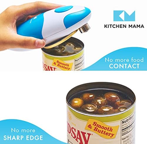 Kitchen Mama Auto Electric Can Opener: Safe, Easy with One Touch, Smooth Edge, Battery Operated, Cordless, Automatic Can Opener for Seniors with Arthritis, Hand Free Appliances, YES YOU CAN (Sky Blue)