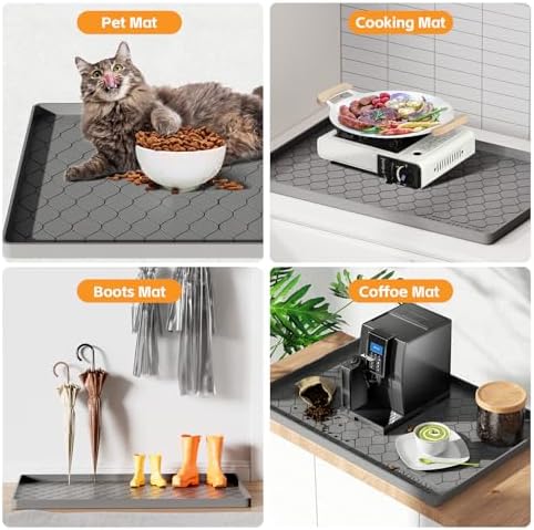 Silicone Under Sink Mat 34" x 22", Kitchen Essentials and Gadgets, Shelf Liner and Cabinet Protector, Home Organizers and Storage, Waterproof Bathroom Tray