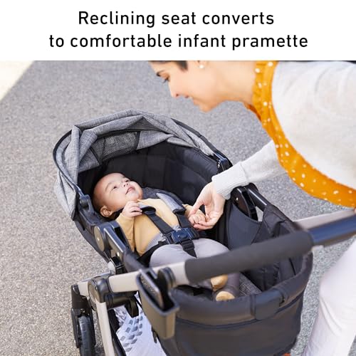 Graco Modes Pramette Travel System | Stroller & Car Seat Combo | 3-in-1 Stroller Modes | Includes Graco SnugRide 35 Infant Car Seat | Ellington