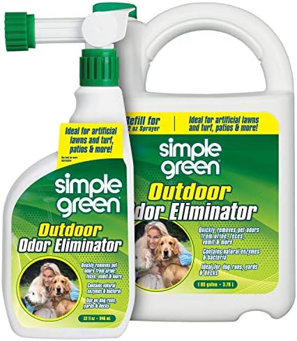 Simple Green Outdoor Odor Eliminator for Pets, Dogs, Ideal for Artificial Grass & Patio (32 oz Hose End Sprayer & 1 Gallon Refill)