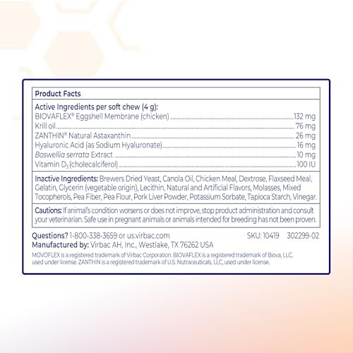 Advanced Soft Chews Hip and Joint Support Supplement for Medium Dogs 60 Count by Virbac