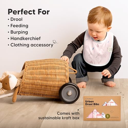 8-Pack Organic Baby Bibs for Boys, Girls - Soft Cotton Drooling and Teething Bibs for Baby Girl & Boy, Extra Absorbent, Easy to Clean & Put On for Toddler, Newborn, Infant 0-24 Months (Sweet Charm)