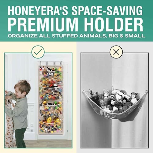 The Original Stuffed Animal Storage (Patent Pending) - Over Door Organizer for Stuffies, Baby Ideas Holder, Toy Plush/Hammock Hanging Storage Net Big Girls Toddler Large Bag Animals