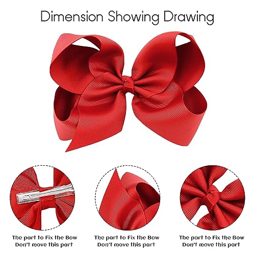 30PCS Big 6 Inch Hair Bows for Girls Grosgrain Ribbon Toddler Hair Accessories with Alligator Clips for Toddlers Baby Girls Kids Teens