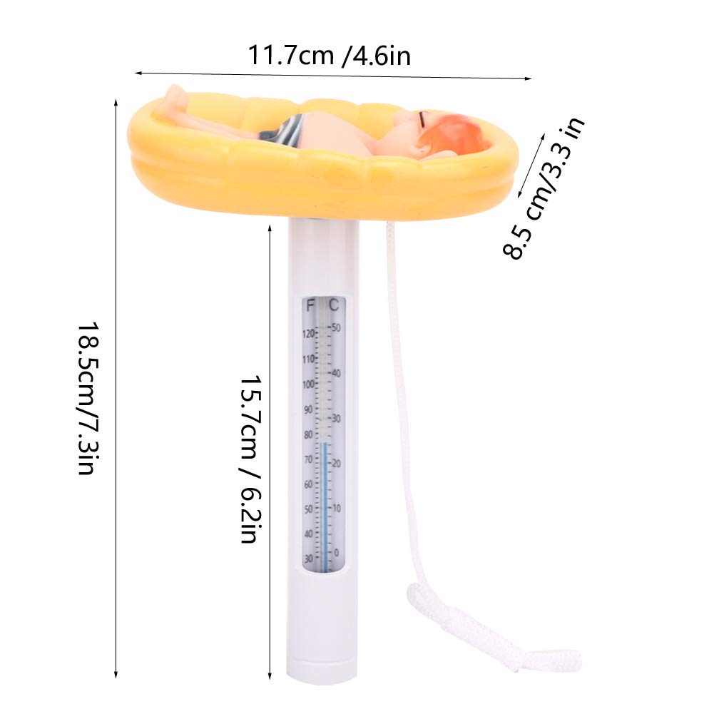 Floating Pool Thermometer, Cute Swimming Pool Thermometer with String, Floating Water Thermometer for Swimming Pool, Spa, Aquariums