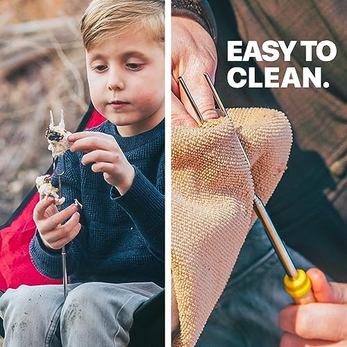 MalloMe Smores Sticks for Fire Pit - Accessories for Campfire Marshmallow Roasting Sticks Smores Kit Outdoor - Smore Skewers Hot Dog Fork For Outside, Camping Essentials Bonfire Gear Long 32" 8 Pack