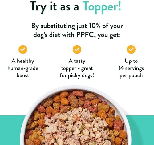 Portland Pet Food Company Mixed Fresh Dog Food Pouches Variety Pack - Human-Grade, Gluten-Free Wet Pet Meal Topper Mix-Ins & Meals - Small & Large Breed Puppy & Senior Dogs - Made in The USA - 5 Pack
