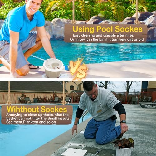 50 Pack Pool Filter Socks for Pool Skimmer, Pool Skimmer Socks for Inground Pool Or Above Ground Pool Filter, Ultra Fine Mesh Screen Liner Skimmer Basket Sock Scum Sock Saver, Debris Leaves Catcher