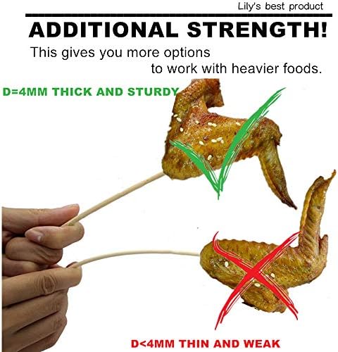 HOPELF 16" Natural Bamboo Skewers Sticks for BBQ,Kabob,Grilling,Barbecue,Kitchen,Roasting,Marshmallows,Plant Stakes,Crafting.Φ=4mm, More Size Choices 6"/8"/10"/12"/14"/30"(100 PCS)