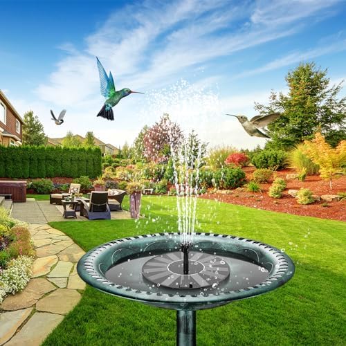 AISITIN Solar Bird Bath Fountain Pump, Solar Powered Water Fountain Pump with 6 Nozzles, Garden, Ponds, Pool, Fish Tank and Outdoor, 1.5W, 1.5W-New 2 Pack
