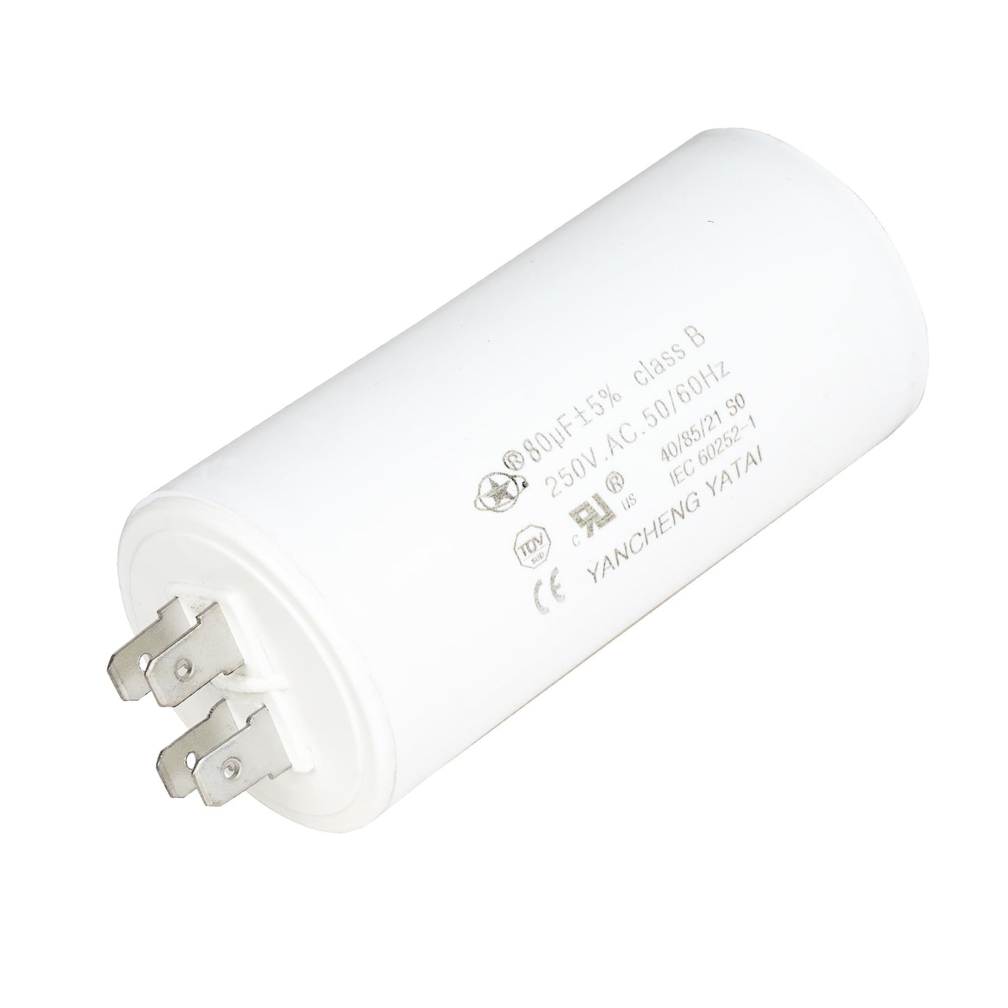 YATAI CBB60 Capacitor 80uF 250V AC, 4-Pin Run Capacitor, 50/60Hz, 1.64 x 3.54 in Cylinder, for Irrigation Pump, Washing Machine, Cement Mixer, and Dehumidifier