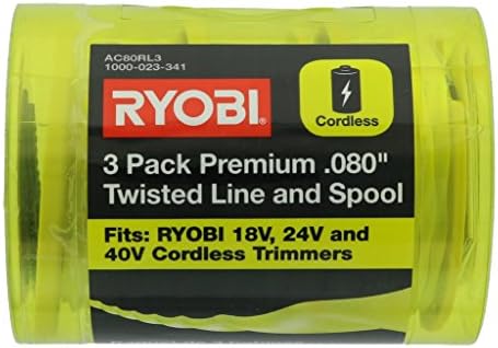 Ryobi One PLUS+ AC80RL3 OEM .080 Inch Twisted Line and Spool Replacement for Ryobi 18v, 24v, and 40v Cordless Trimmers (3 Pack)
