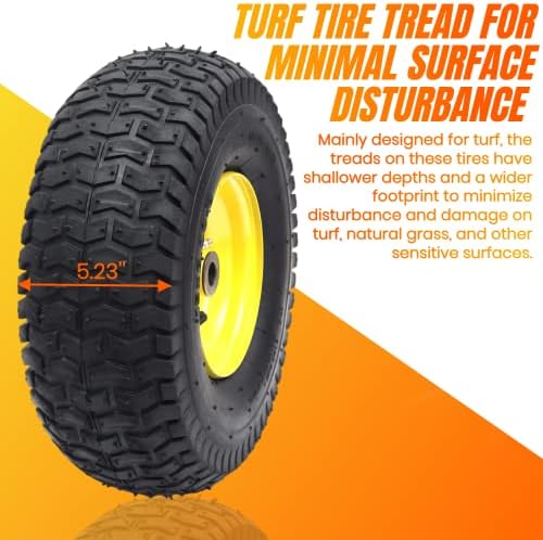 AR-PRO Exact Replacement 15" x 6.00-6" Front Tire and Wheel Assemblies Compatible with John Deere Riding Mowers 100 and D100 Series - 3" Centered Hub and 3/4" Bushings, 4Ply Pneumatic (Set of 2)