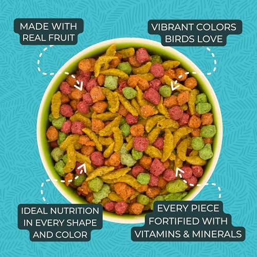 ZuPreem FruitBlend Bird Pellets, Daily Bird Food for Cockatiel, Lovebird, Quaker, Small Conure, Lorikeet, Core Nutrition for Medium Birds, Cockatiel Pellets, Conure Food (M, 2 lbs)