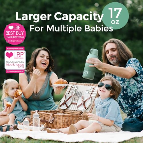 Momcozy Portable Milk Warmer for Travel – Dual Heating Modes for Breast Milk & Water, Portable Bottle Warmer with Fast Heating & Long Battery Life, 17 Ounces Large Capacity to Meet Your All-Day Needs