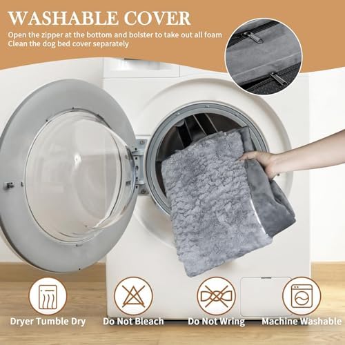 Comfort Expression Waterproof Orthopedic Foam Dog Beds for Extra Large Dogs Durable Dog Sofa The Pet Bed Washable Removable Cover with Zipper and Non-Slip Bottom Bolster