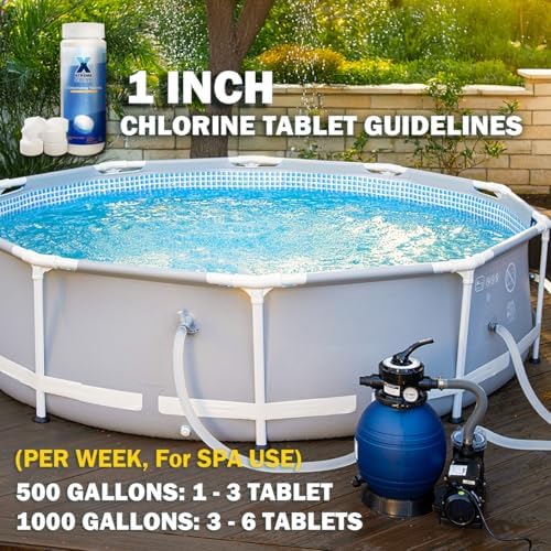 XtremeClear 1" Chlorine Tabs Swimming Pool Hot Tub & Spa Eliminate Bacteria & Algae Sanitizer Makes Water Clean & Crystal Clear Slow Dissolving 1.5lbs