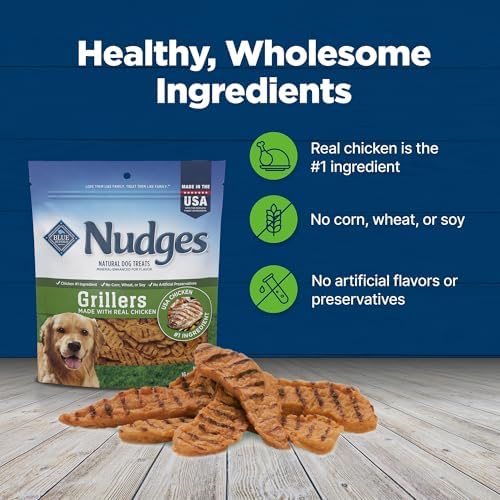 Blue Buffalo Nudges Grillers Natural Dog Treats, Made in the USA with Real Chicken, 16-oz Bag