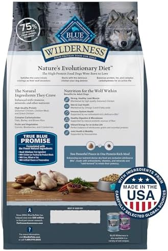 Blue Buffalo Wilderness Natural High-Protein Dry Food for Adult Dogs, Chicken Recipe, 28-lb. Bag