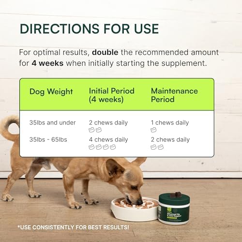 Wuffes Advanced Dog Hip and Joint Supplement with Glucosamine, Chondroitin, Omega 3, MSM, and Green Lipped Mussel, 60 Pork Flavored Chews for Small and Medium Dog Breeds