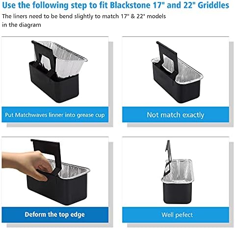 20 Pack Blackstone Grease Cup Liners, Grease Catcher Liner, Aluminum Foil Drip Pan for 28 and 36 inch Blackstone Griddle
