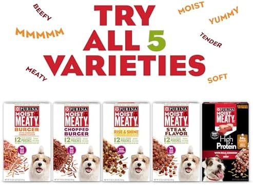 Purina Moist and Meaty Burger With Cheddar Cheese Flavor Dry Soft Dog Food Pouches - 36 ct. Pouch