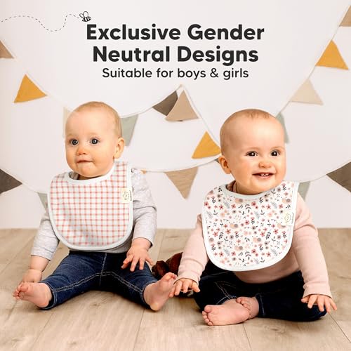 8-Pack Organic Baby Bibs for Boys, Girls - Soft Cotton Drooling and Teething Bibs for Baby Girl & Boy, Extra Absorbent, Easy to Clean & Put On for Toddler, Newborn, Infant 0-24 Months (Sweet Charm)