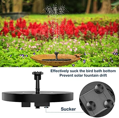 AISITIN Solar Bird Bath Fountain Pump, Solar Powered Water Fountain Pump with 6 Nozzles, Garden, Ponds, Pool, Fish Tank and Outdoor, 1.5W, 1.5W-New 2 Pack