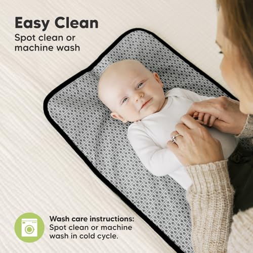 KeaBabies Portable Diaper Changing Pad, Easy Wipe Clean - Foldable Waterproof Baby Changing Mat for Diaper Bag, Compact, Lightweight, Baby Changer Travel Essential, Machine Washable (Black Geo)