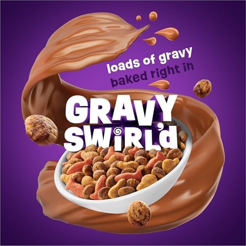 Purina Friskies Dry Cat Food Gravy Swirl'd With Flavors of Chicken, Salmon and Gravy - 22 lb. Bag