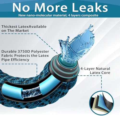 100 ft Expandable Garden Hose - 2025 New Kink Free Flexible Water Hose 100ft with 10 Pattern Spray Nozzle, 3/4 Solid Brass Connectors, Retractable Latex Core - Lightweight Expanding Hose