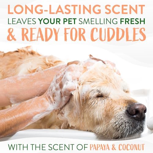 TropiClean 2-in-1 Dog Shampoo and Conditioner, Moisturizing Dog Detangler, Puppy Safe, Made in the USA, Papaya Scent, Cat & Kitten Safe, 20oz.
