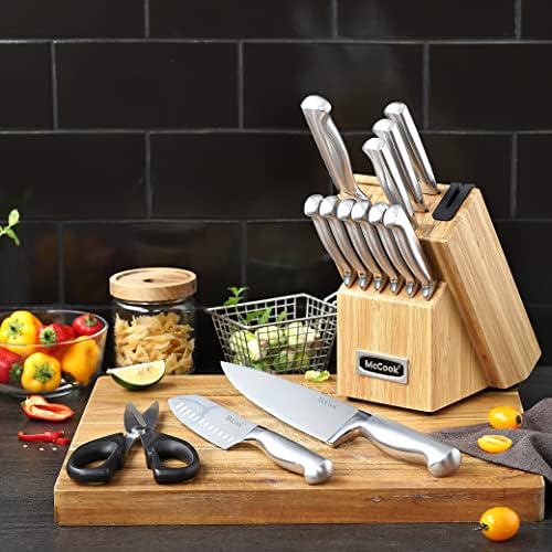 McCook® Knife Sets,German Stainless Steel Knife Block Sets with Built-in Sharpener