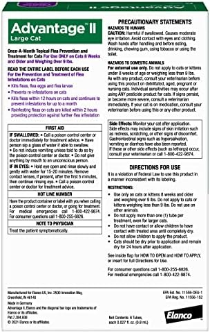 Advantage II Large Cat Vet-Recommended Flea Treatment & Prevention | Cats Over 9 lbs. | 6-Month Supply