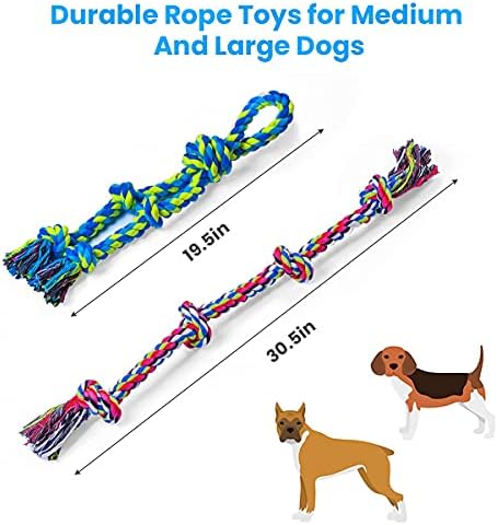 Feeko Heavy Duty Dog Rope Toys for Large Breed Aggressive Chewers, 2 Pack Indestructible Teeth Cleaning Tug of War Toy